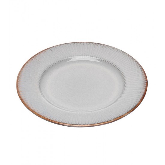 Prato Avulso Sobremesa 20,5cm De Cerâmica Linear Cinza